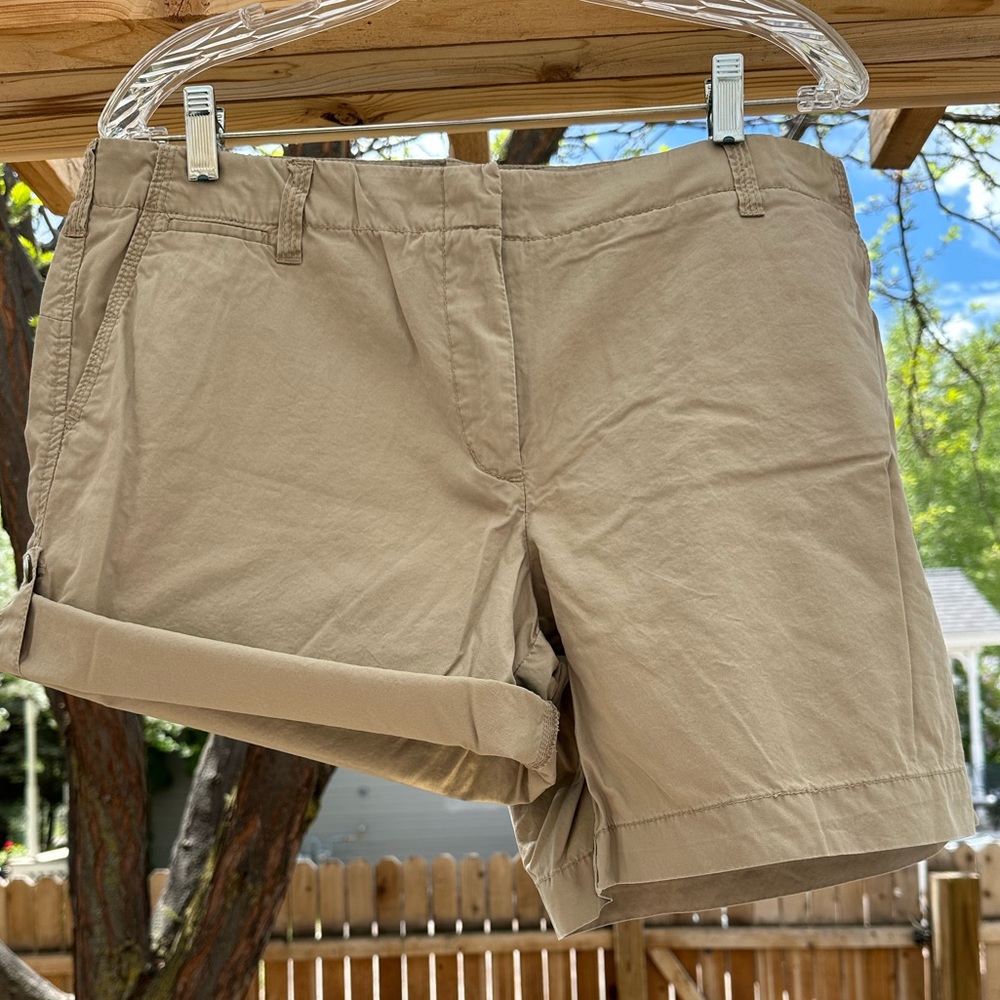 J. Crew NWOT Tan Utility Chino Classic Twill Cotton Roll Up Shorts size 12 - Picture 4 of 15